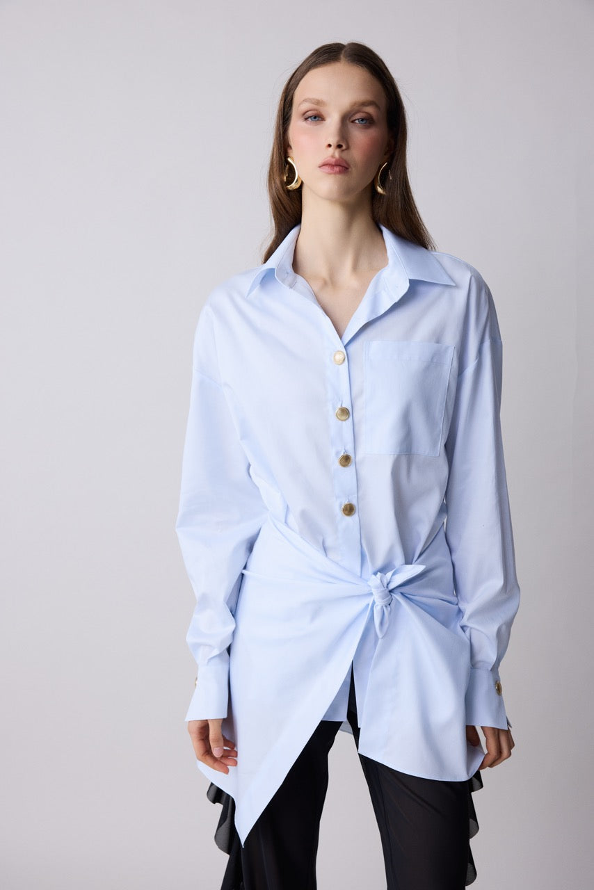 Nacre Pale Blue Cotton Shirt Dress by Natalie Kolyozyan, Relief AW26, view 2