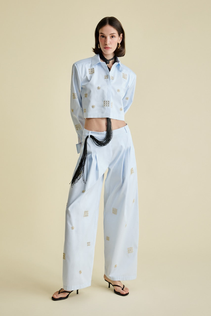 Golden Sky Cropped Shirt Look by Natalie Kolyozyan, In the Spotlight SS26