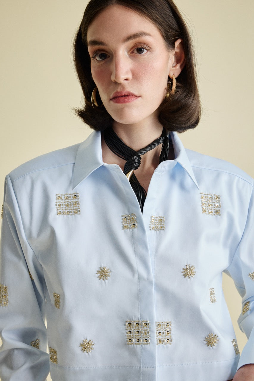 Golden Sky Cropped Shirt Look by Natalie Kolyozyan, In the Spotlight SS26, view 2