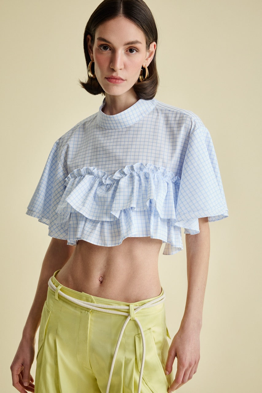 Ruffle Crop Top Solar Lime Cargo Trousers by Natalie Kolyozyan, In the Spotlight SS26