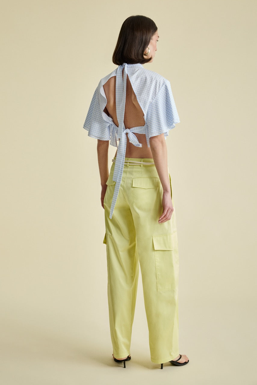 Ruffle Crop Top Solar Lime Cargo Trousers by Natalie Kolyozyan, In the Spotlight SS26, view 6