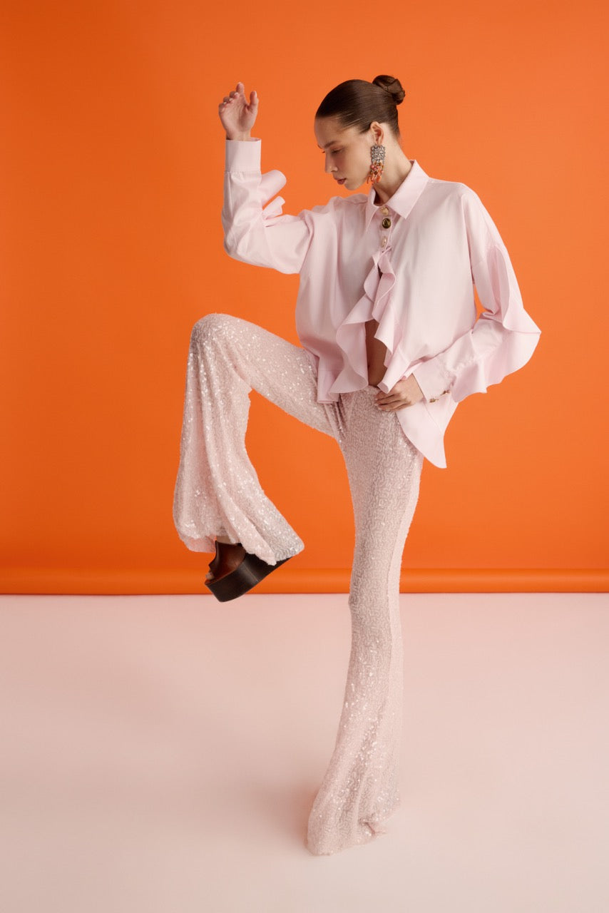 Ruffle-Detail Shirt Reverie Flare Trousers by Natalie Kolyozyan, In the Spotlight SS26, view 4