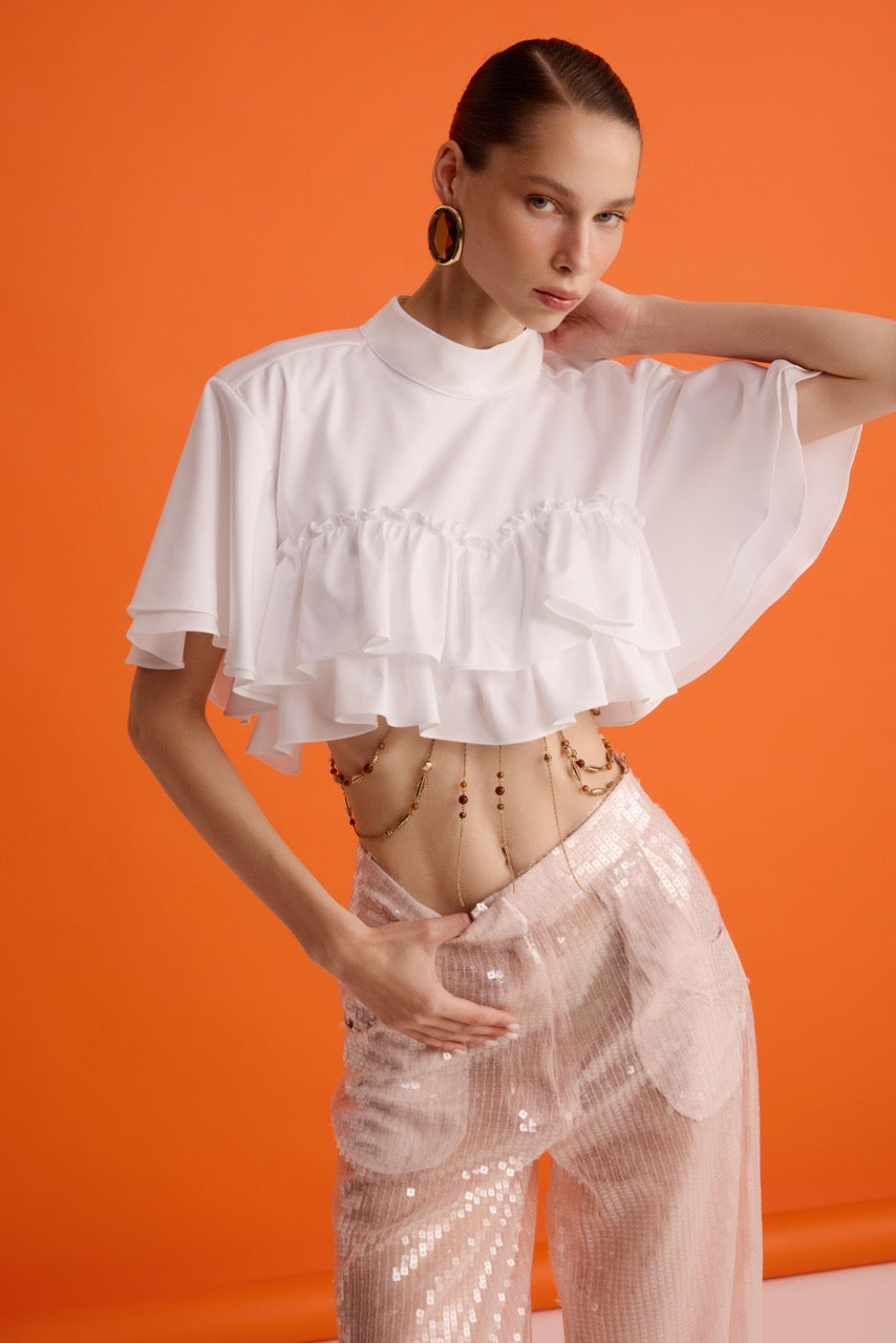 Ruffle Crop Top Look by Natalie Kolyozyan, In the Spotlight SS26