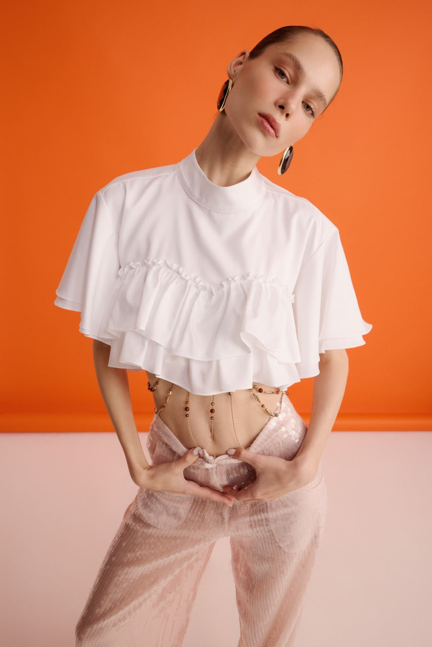 Natalie Kolyozyan Ruffle Crop Top Görünümü, In the Spotlight SS26, görsel 4