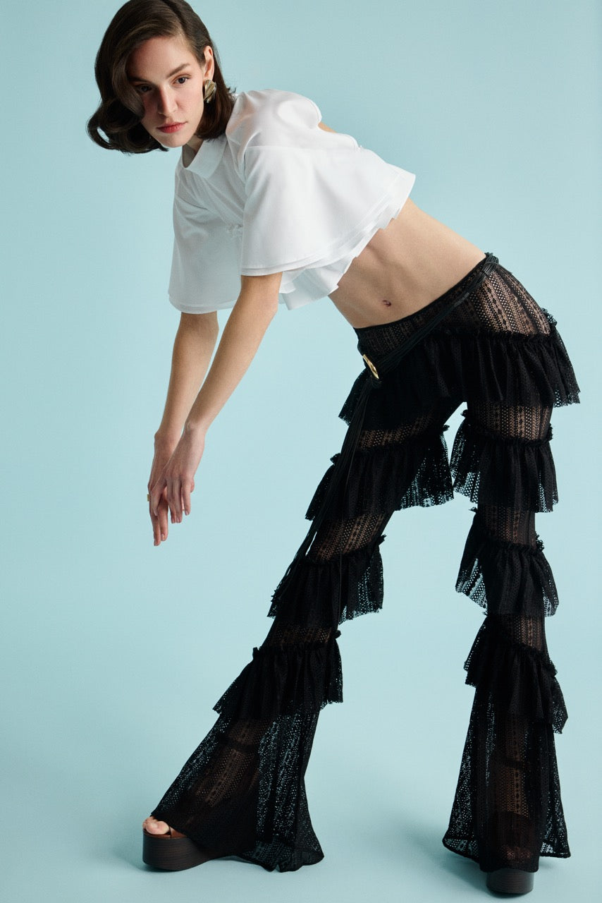 Ruffle Crop Top Noir Ruffles Trousers by Natalie Kolyozyan, In the Spotlight SS26, view 4
