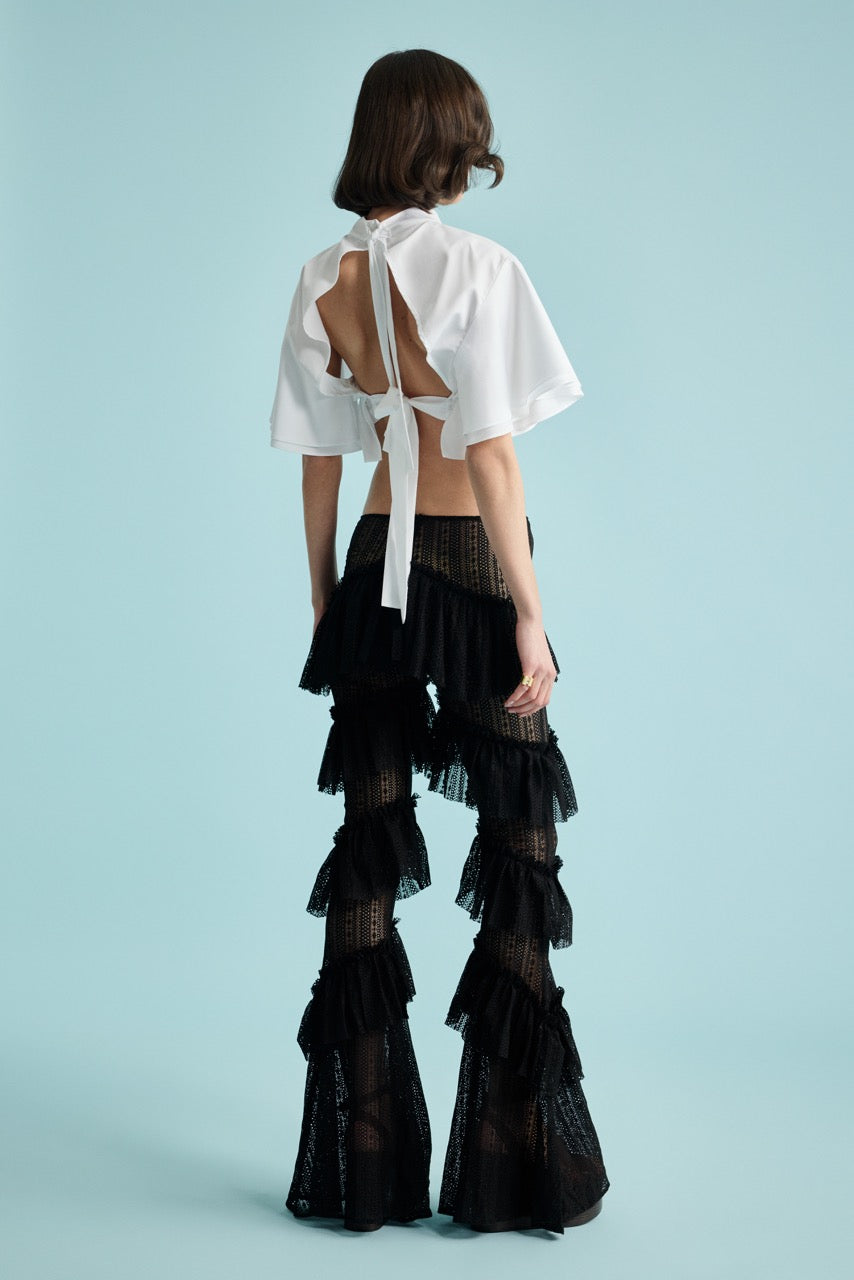Ruffle Crop Top Noir Ruffles Trousers by Natalie Kolyozyan, In the Spotlight SS26, view 6