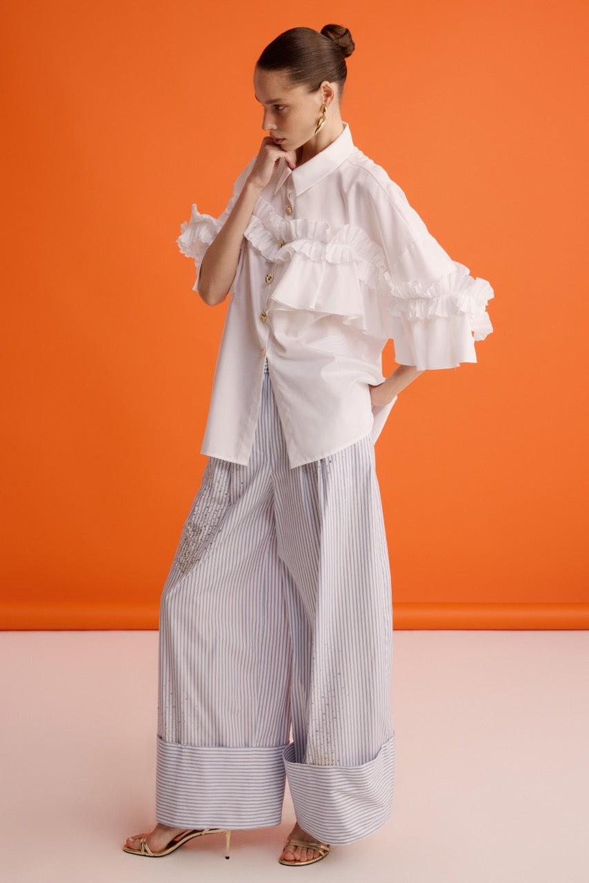 Ruffle-Detail Shirt Riviera Bloom Trousers by Natalie Kolyozyan, In the Spotlight SS26, view 4