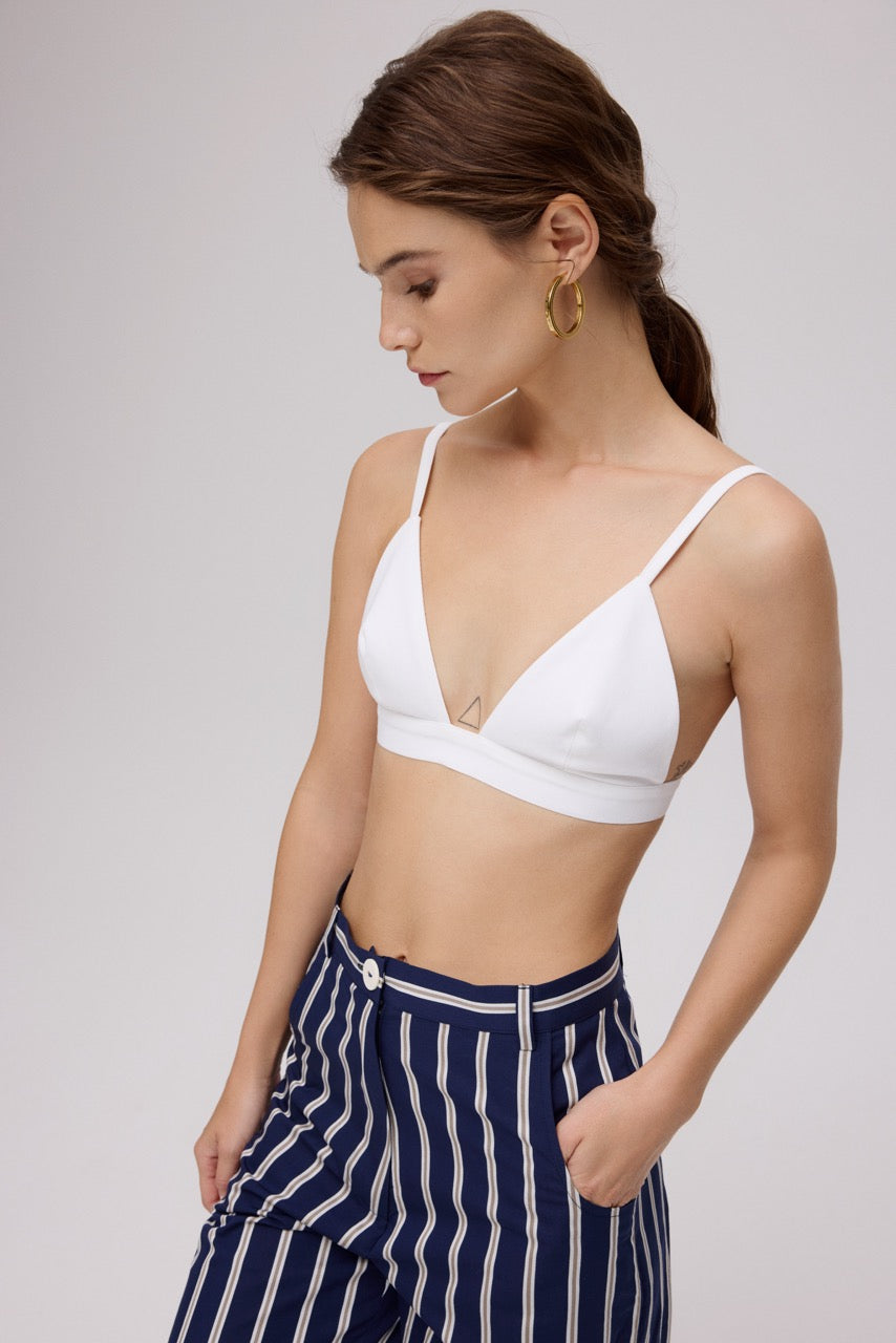 White Bustier Pyjama-Style Trousers by Natalie Kolyozyan, Between the Lines SS25