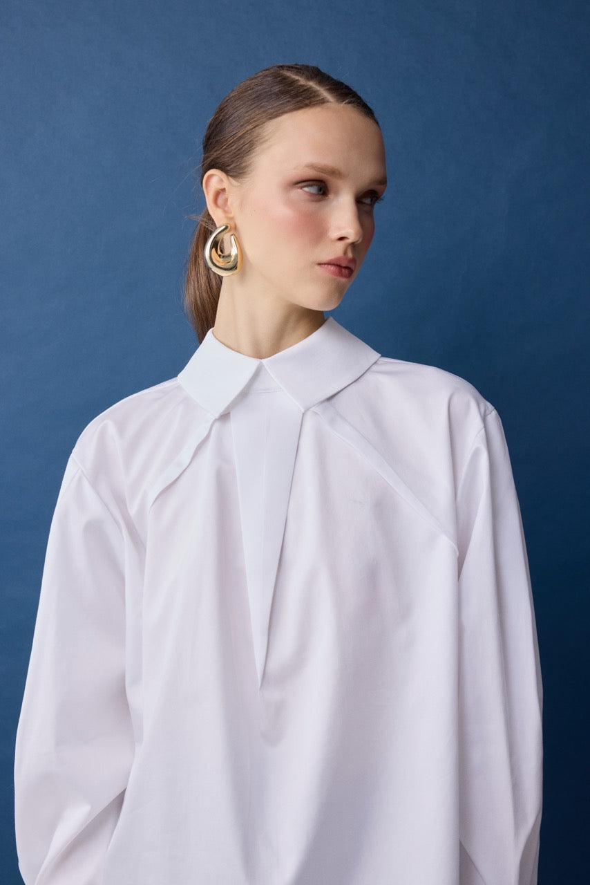 Chisel White Shirt with Layered Collar by Natalie Kolyozyan, Relief AW26
