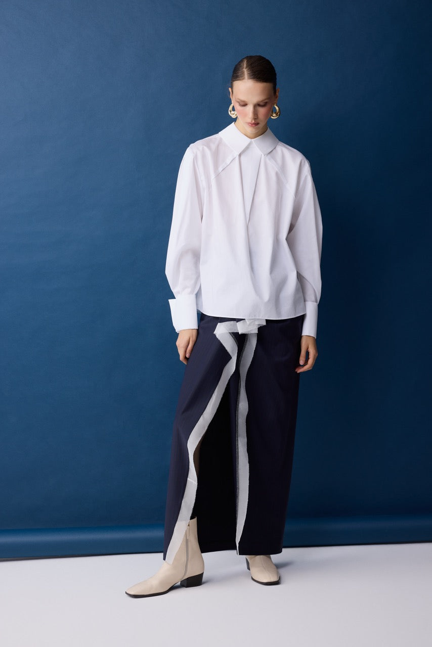 Chisel White Shirt with Layered Collar by Natalie Kolyozyan, Relief AW26, view 2