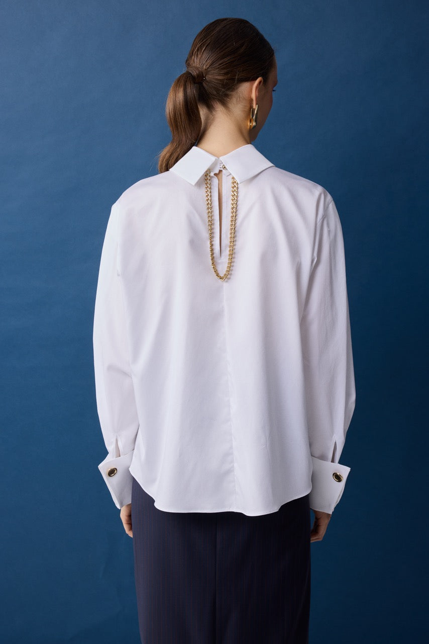 Chisel White Shirt with Layered Collar by Natalie Kolyozyan, Relief AW26, view 4