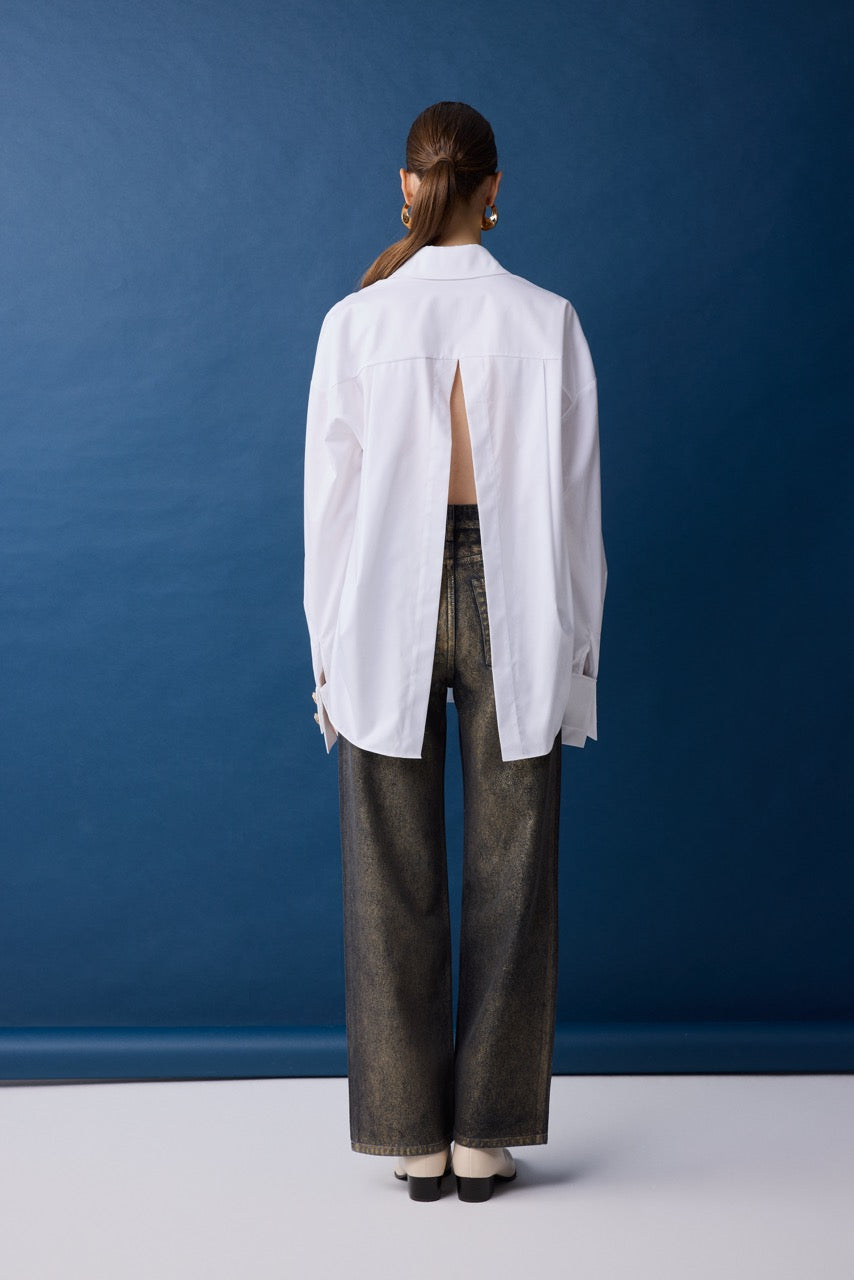 Marble Oversized White Cotton Shirt by Natalie Kolyozyan, Relief AW26, view 3