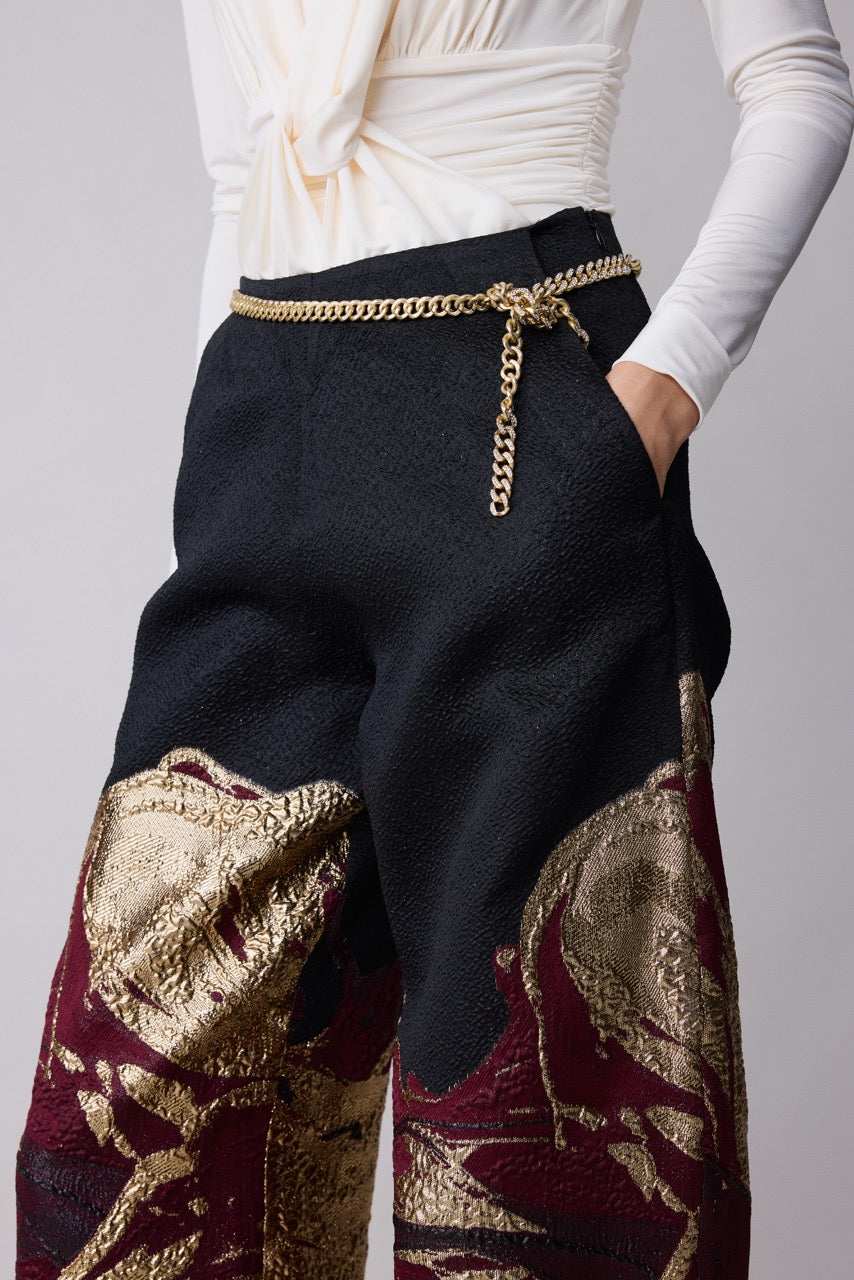 Porphyry Jacquard Barrel-Leg Trousers by Natalie Kolyozyan, Relief AW26, view 3