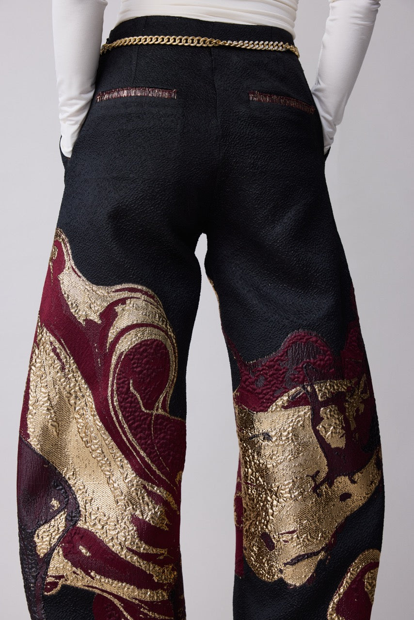 Porphyry Jacquard Barrel-Leg Trousers by Natalie Kolyozyan, Relief AW26, view 4