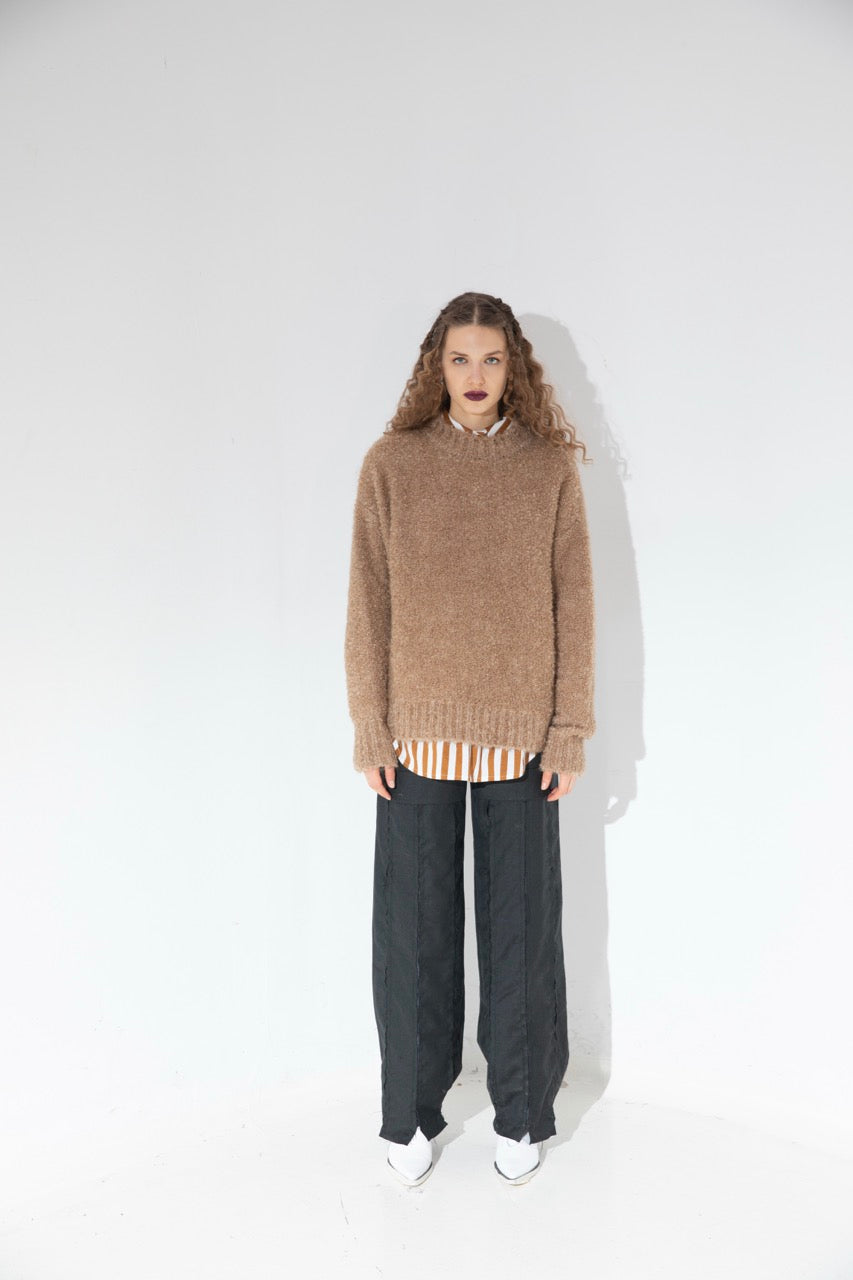 Natalie Kolyozyan Overtime Bouclé Kazak Split Seam Pantolon, Not Equal AW20