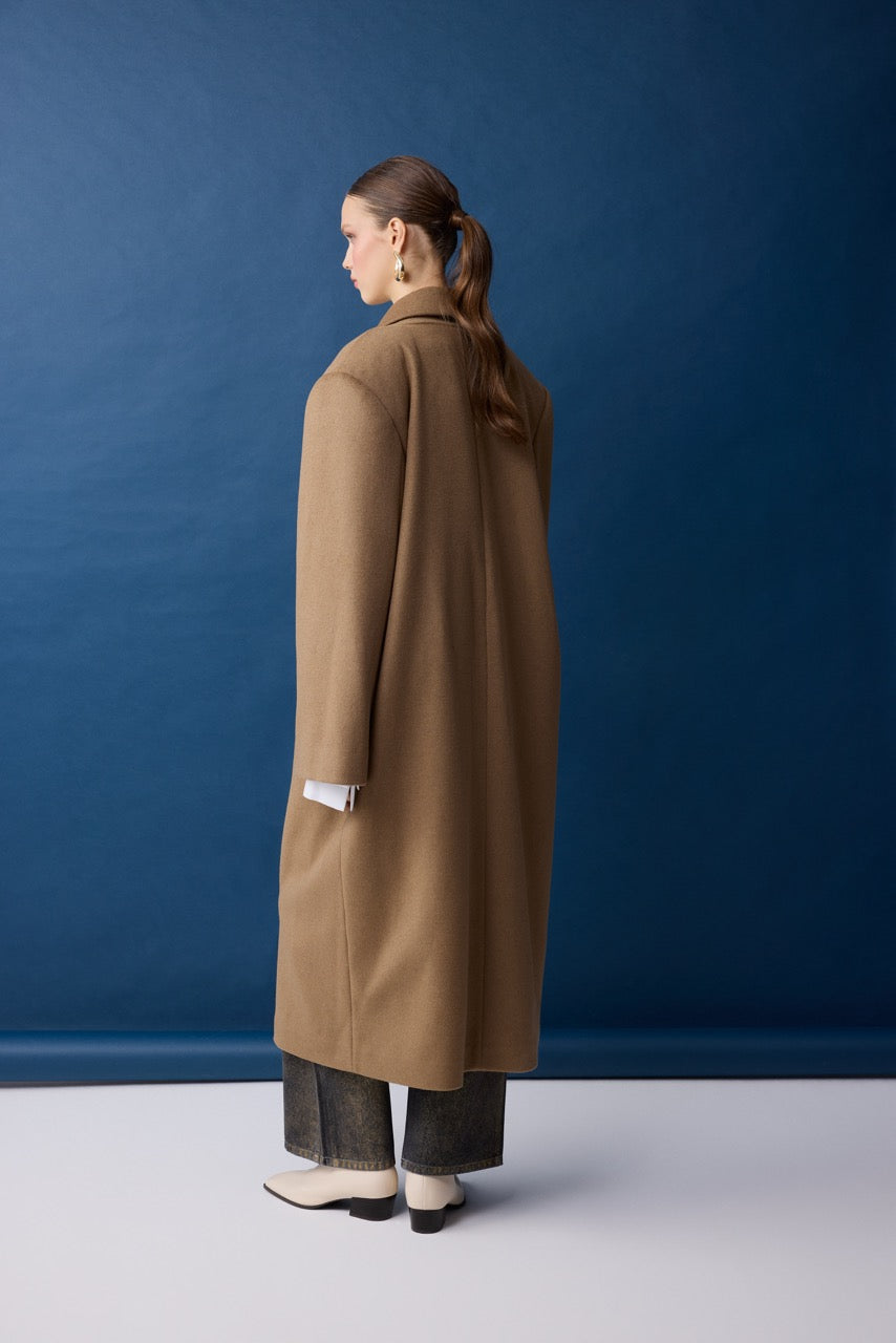 Travertine Double-Breasted Coat – Camel by Natalie Kolyozyan, Relief AW26, view 5