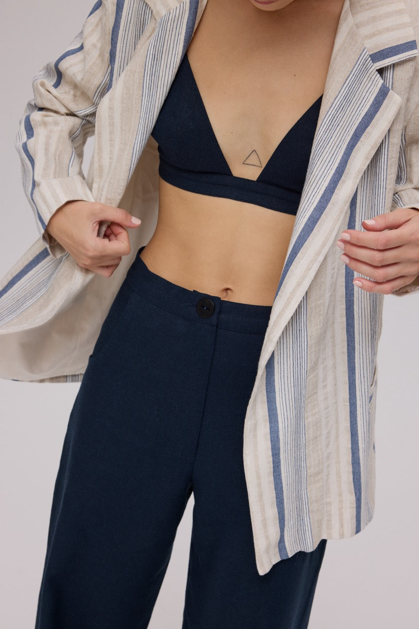 Striped Jacket Linen Bralette Linen Trousers by Natalie Kolyozyan, Between the Lines SS25, view 2