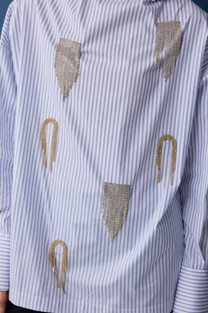Stalactite Striped Crystal Cotton Shirt by Natalie Kolyozyan, Relief AW26, view 2