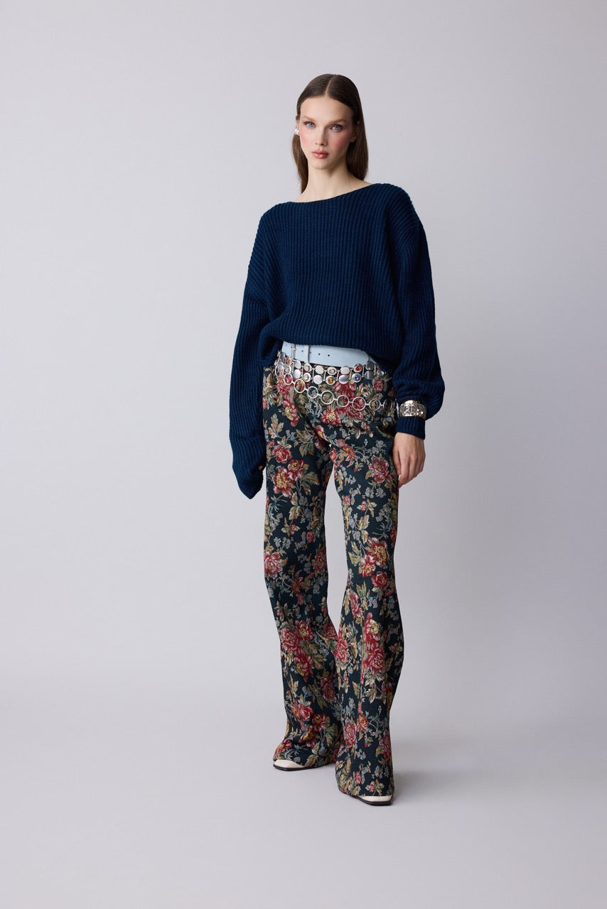 Fresco Floral Jacquard Wide-Leg Trousers by Natalie Kolyozyan, Relief AW26