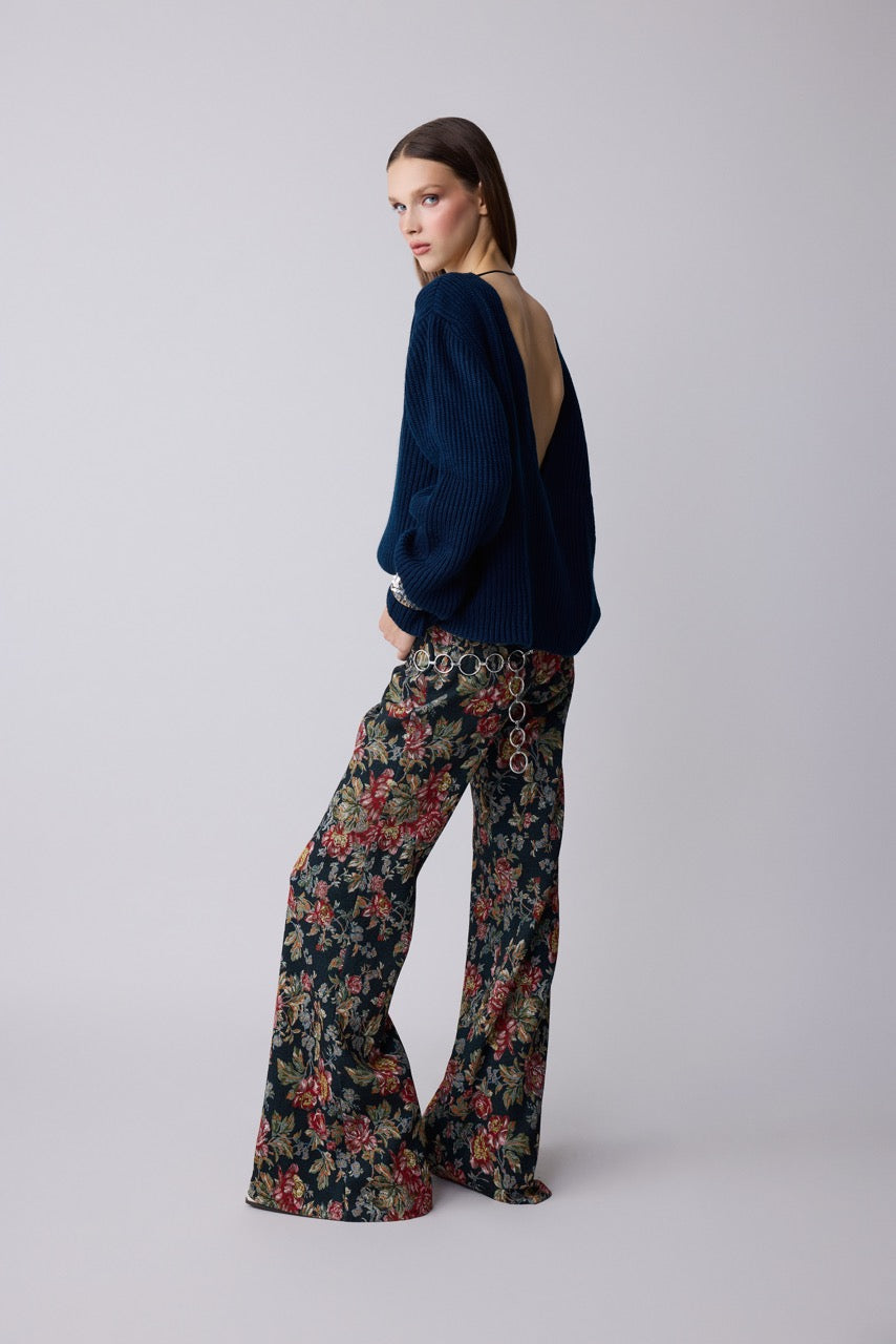 Fresco Floral Jacquard Wide-Leg Trousers by Natalie Kolyozyan, Relief AW26, view 4