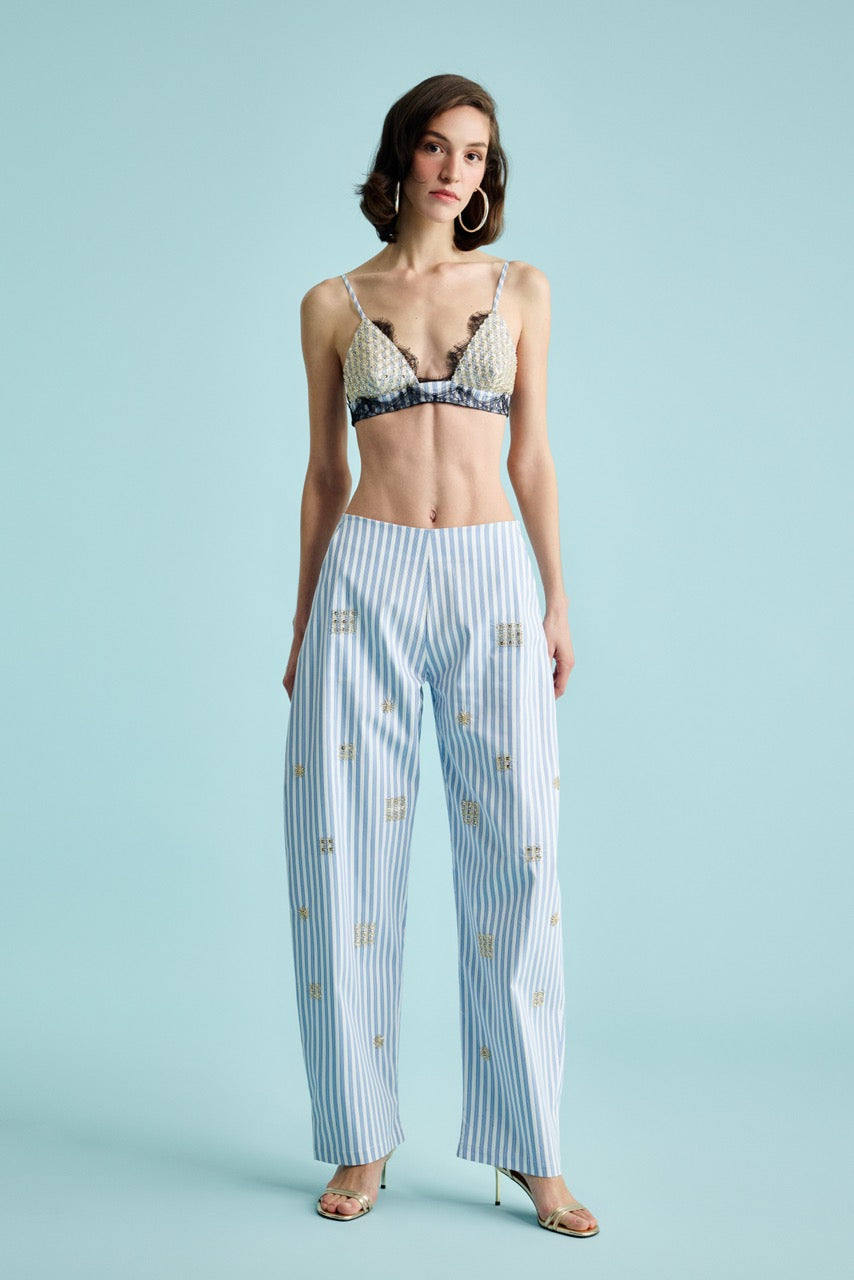 Lace Muse Bustier Beaded Striped Trousers by Natalie Kolyozyan, In the Spotlight SS26