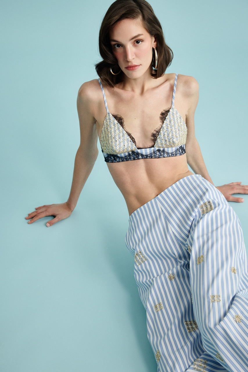 Lace Muse Bustier Beaded Striped Trousers by Natalie Kolyozyan, In the Spotlight SS26, view 5