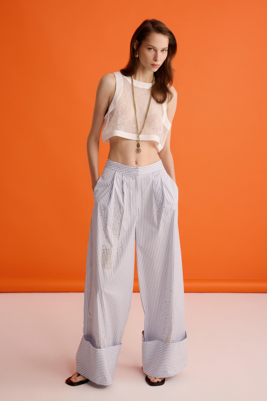 Lace Crop Top Riviera Bloom Trousers by Natalie Kolyozyan, In the Spotlight SS26