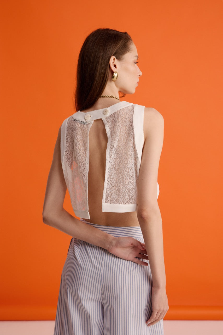Lace Crop Top Riviera Bloom Trousers by Natalie Kolyozyan, In the Spotlight SS26, view 4