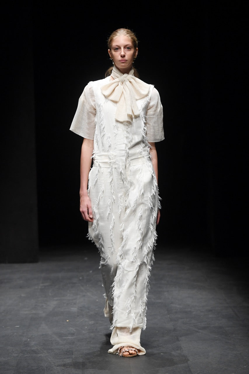 Last Dance Fringed Sleeveless Jumpsuit Look by Natalie Kolyozyan, Saturday Night Sunday Morning SS20