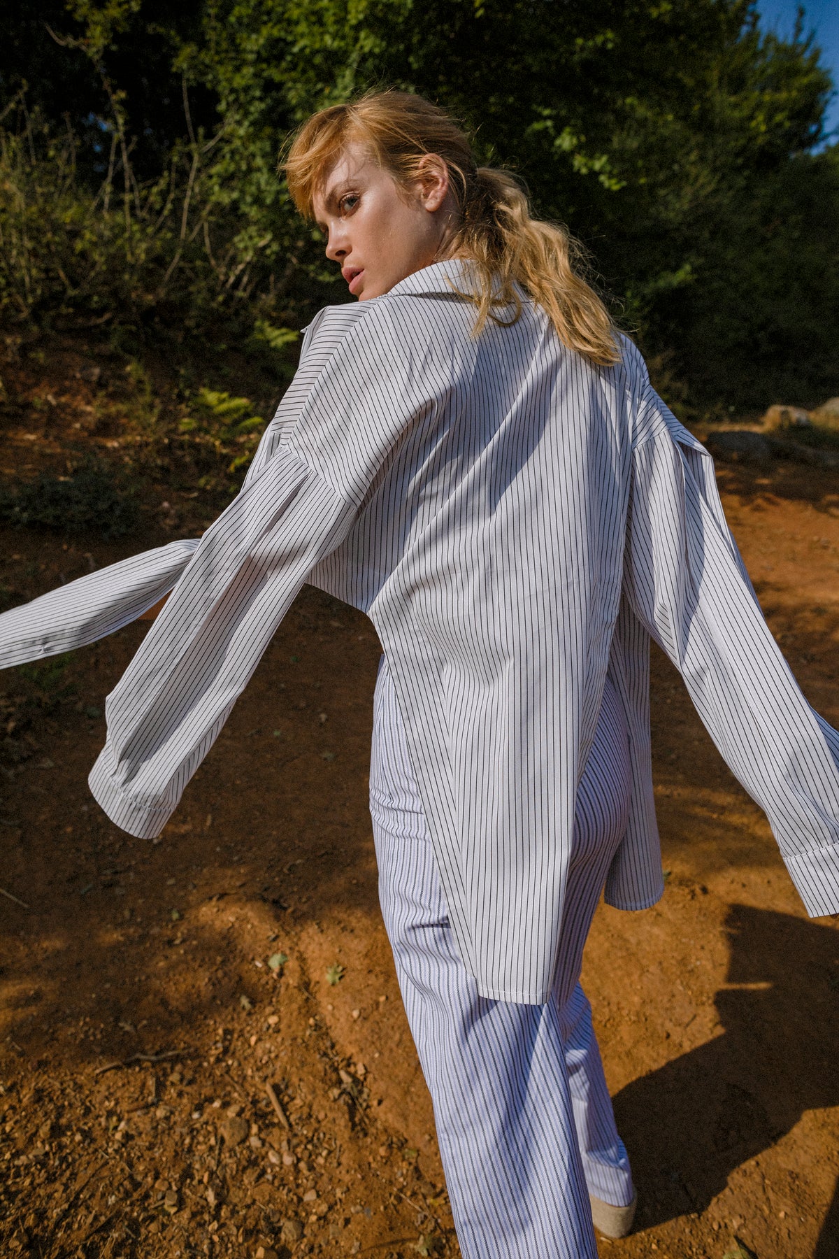 Ticking Shirt Ticking Trousers by Natalie Kolyozyan, Ripple SS19
