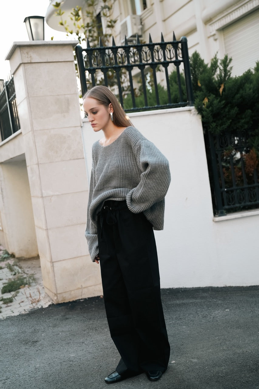 Grain Rib Sweater Ground Lace-Up Trousers by Natalie Kolyozyan, Loose Ends AW25