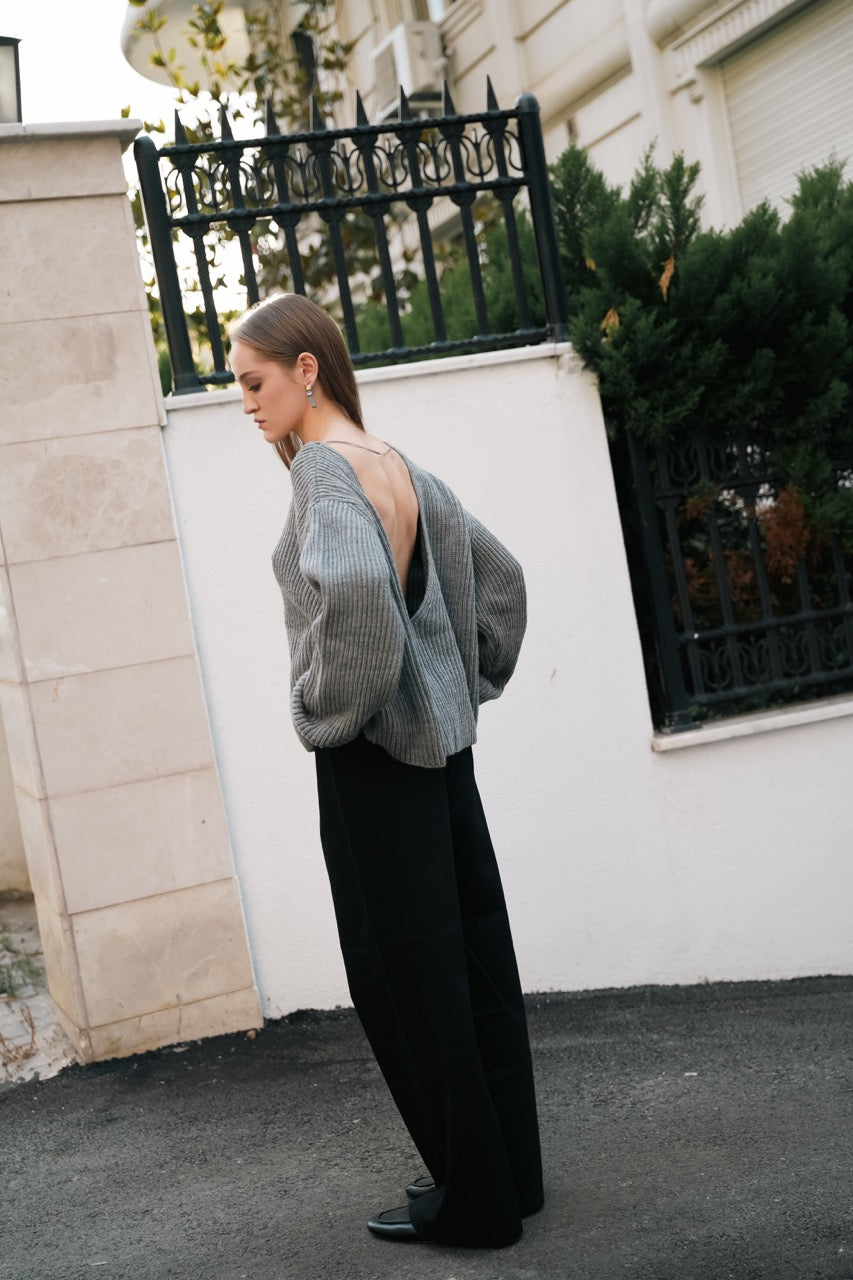 Grain Rib Sweater Ground Lace-Up Trousers by Natalie Kolyozyan, Loose Ends AW25, view 2