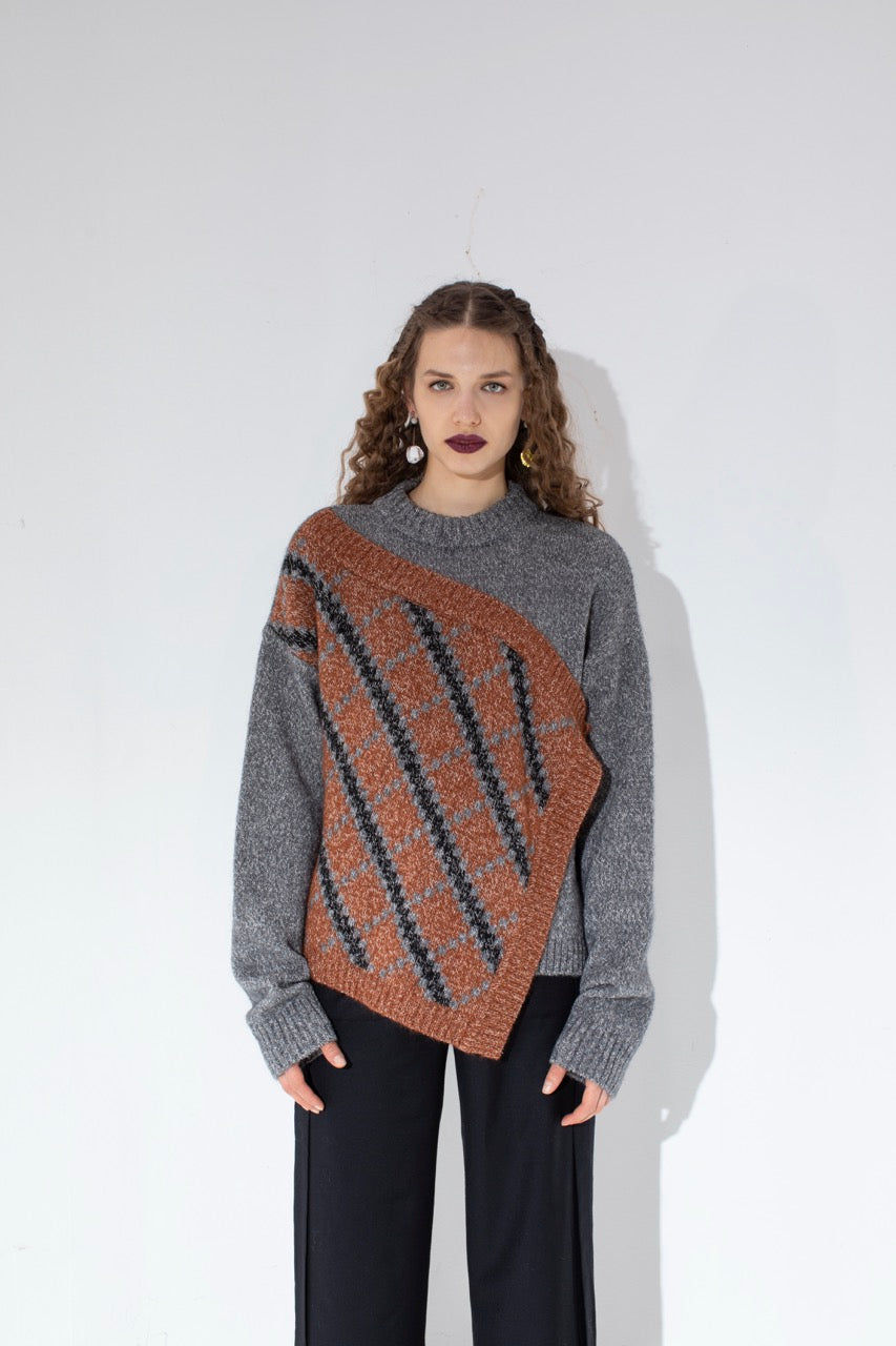 Skew Argyle-Panel Sweater Split Seam Trousers by Natalie Kolyozyan, Not Equal AW20