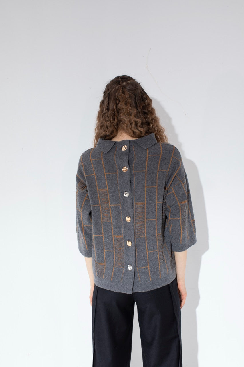 Natalie Kolyozyan Parity Gridli Triko Polo Split Seam Pantolon, Not Equal AW20, görsel 2