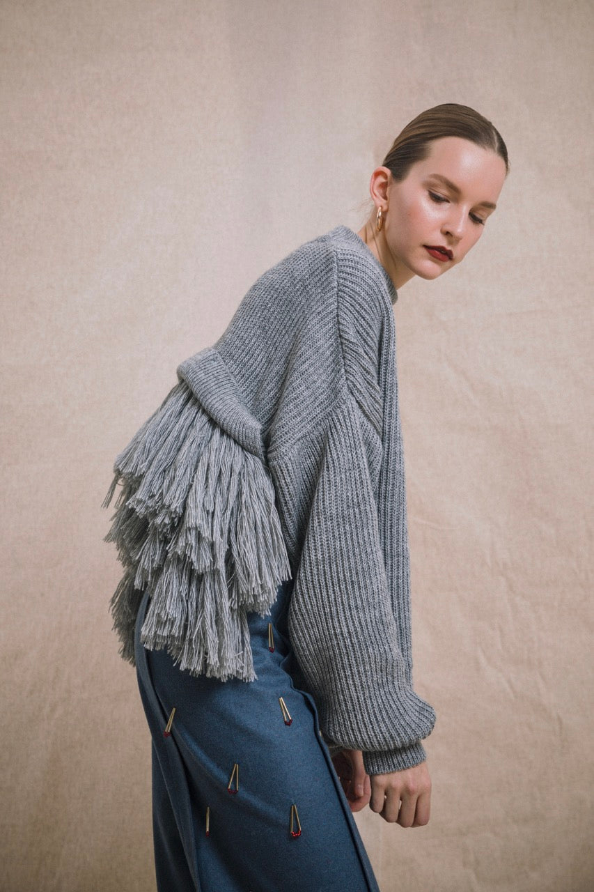 Tinder Sleeve-Tassel Sweater Look by Natalie Kolyozyan, Ember AW19, view 2