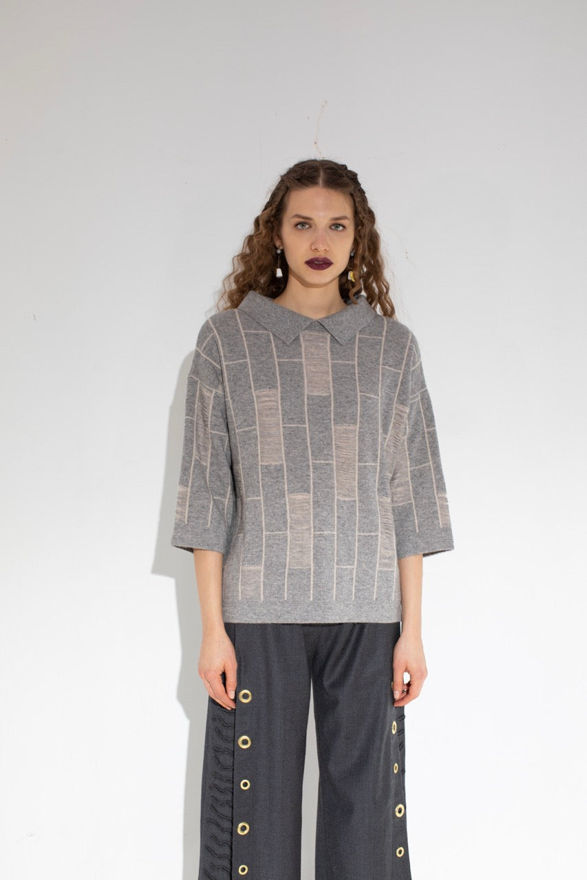 Parity Grid Knit Polo Look by Natalie Kolyozyan, Not Equal AW20
