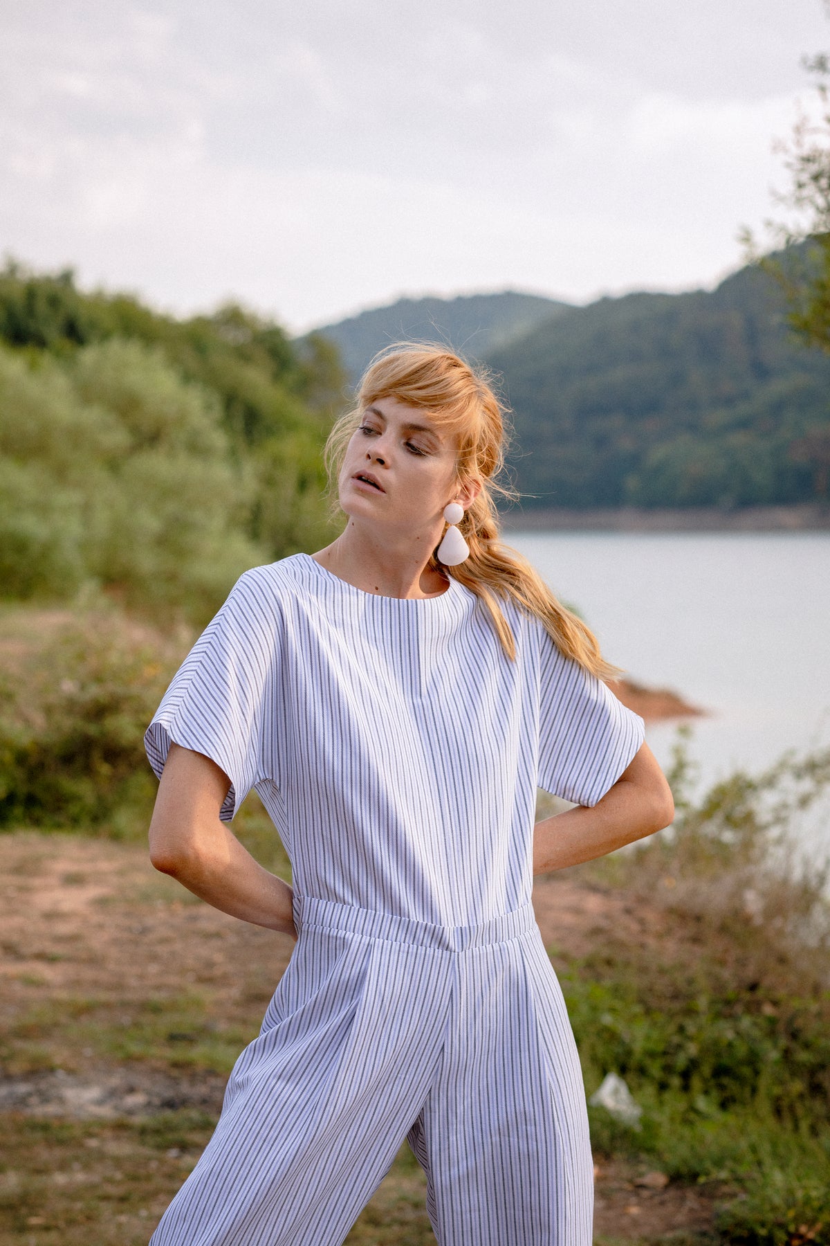 Natalie Kolyozyan Ticking Bluz Ticking Pantolon, Ripple SS19