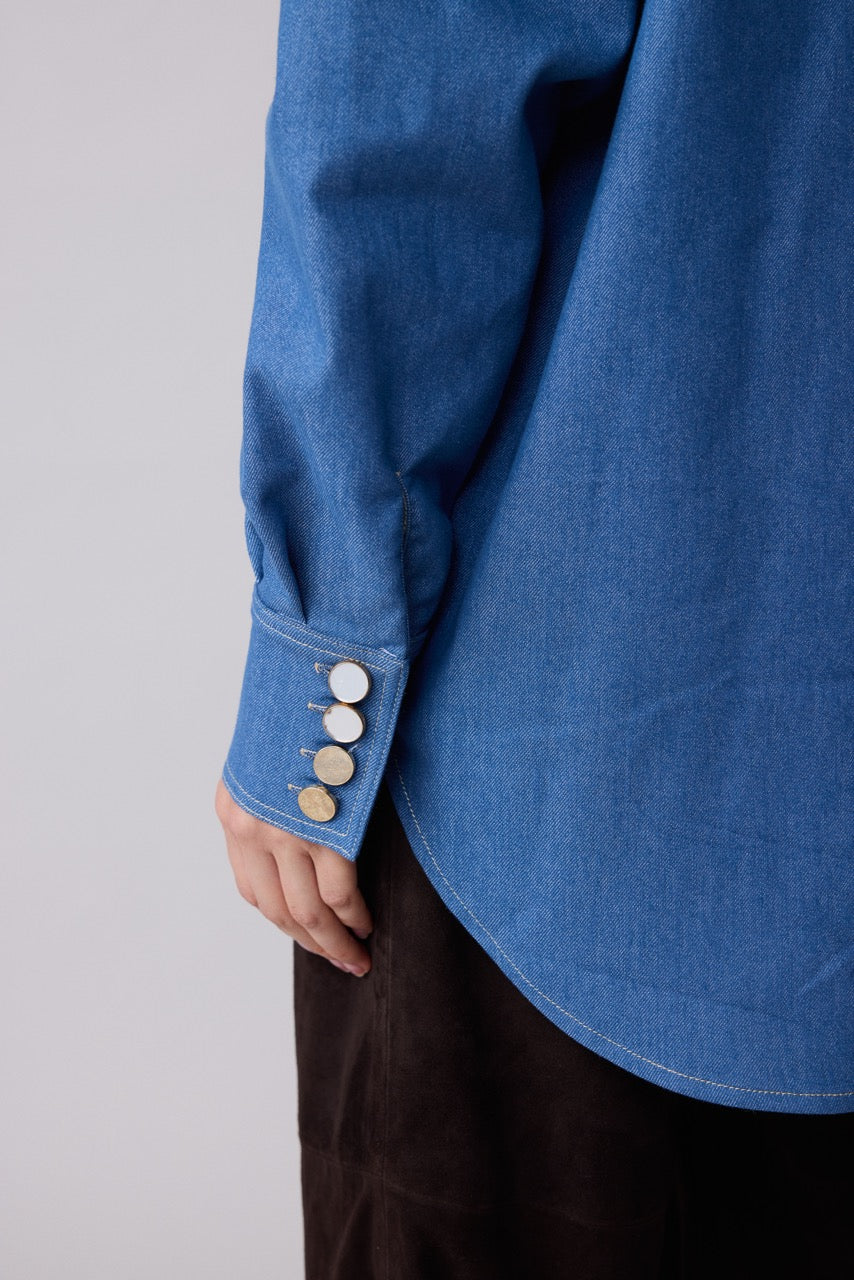 Lapis Oversized Indigo Denim Shirt by Natalie Kolyozyan, Relief AW26, view 4