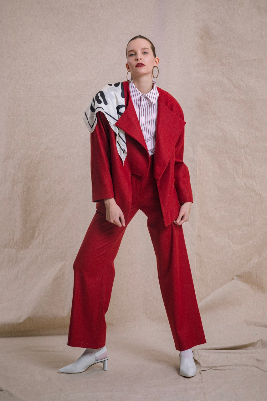 Flare Jacket Flare Trousers by Natalie Kolyozyan, Ember AW19