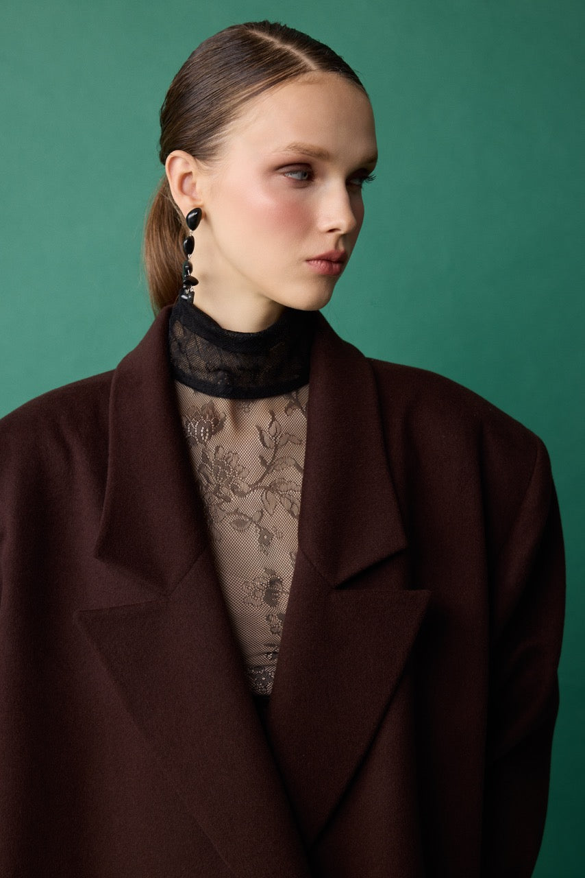 Travertine Wool-Cashmere Coat – Espresso by Natalie Kolyozyan, Relief AW26, view 2