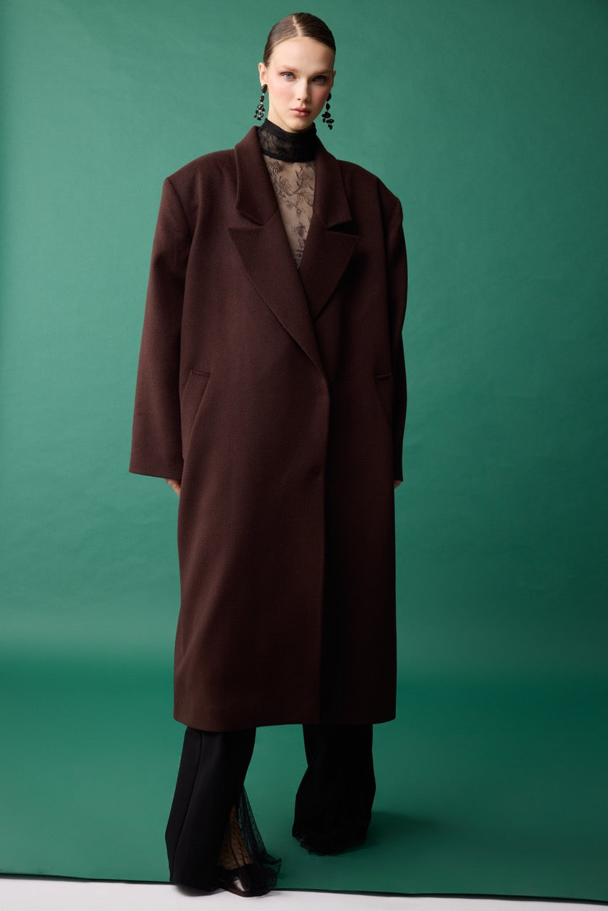 Travertine Wool-Cashmere Coat – Espresso by Natalie Kolyozyan, Relief AW26, view 3