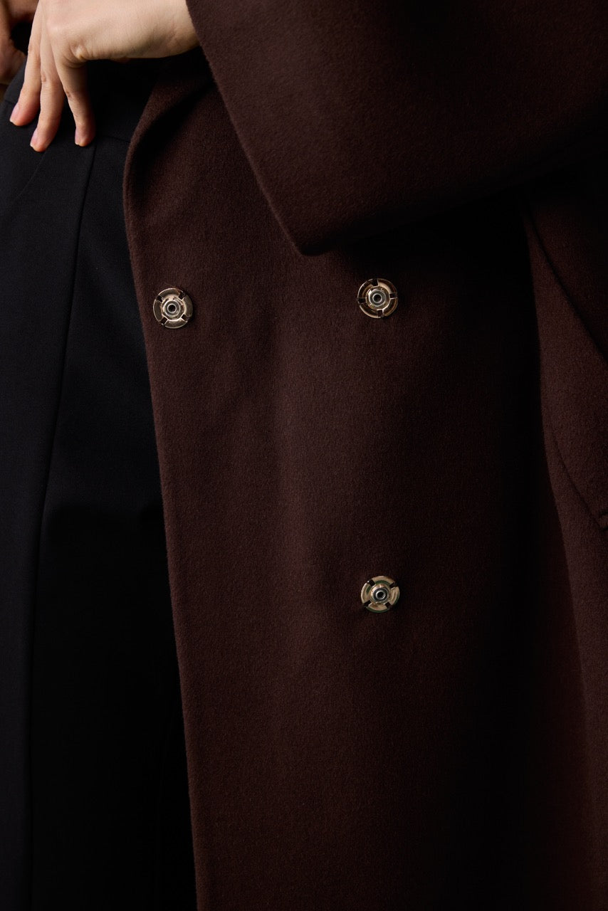 Travertine Wool-Cashmere Coat – Espresso by Natalie Kolyozyan, Relief AW26, Look 15 campaign image