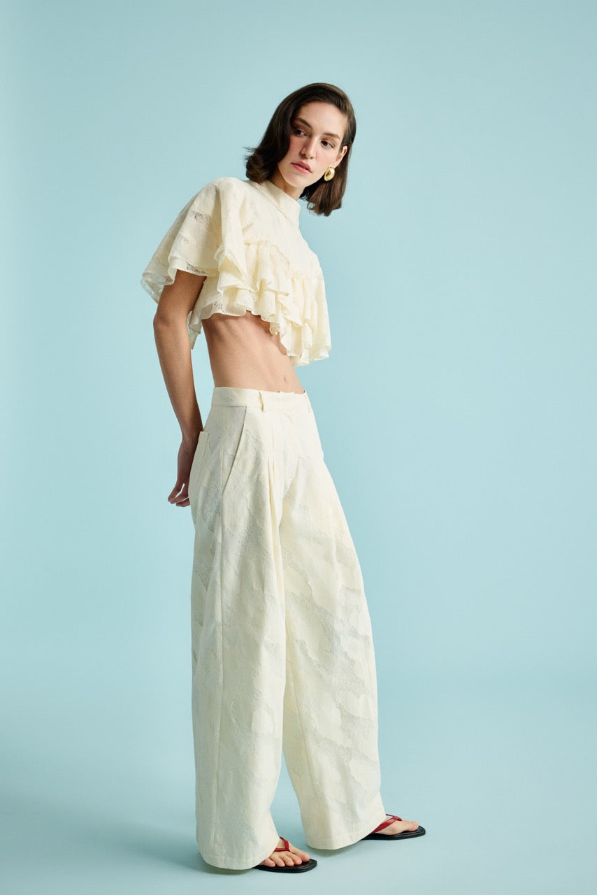 Natalie Kolyozyan Butter Ruffle Crop Top Butter Lace Pantolon, In the Spotlight SS26