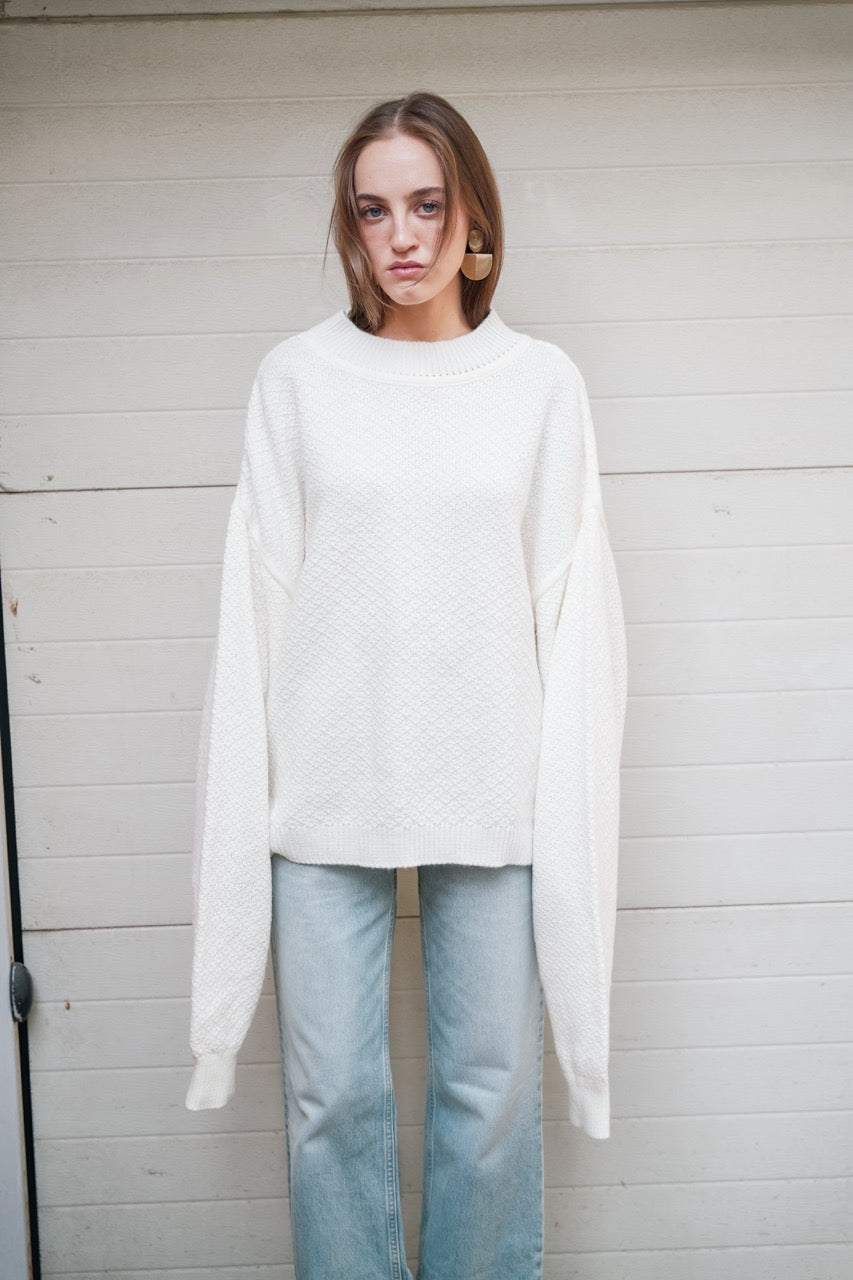 Grain Textured Sweater Ground Denim by Natalie Kolyozyan, Loose Ends AW25, view 2