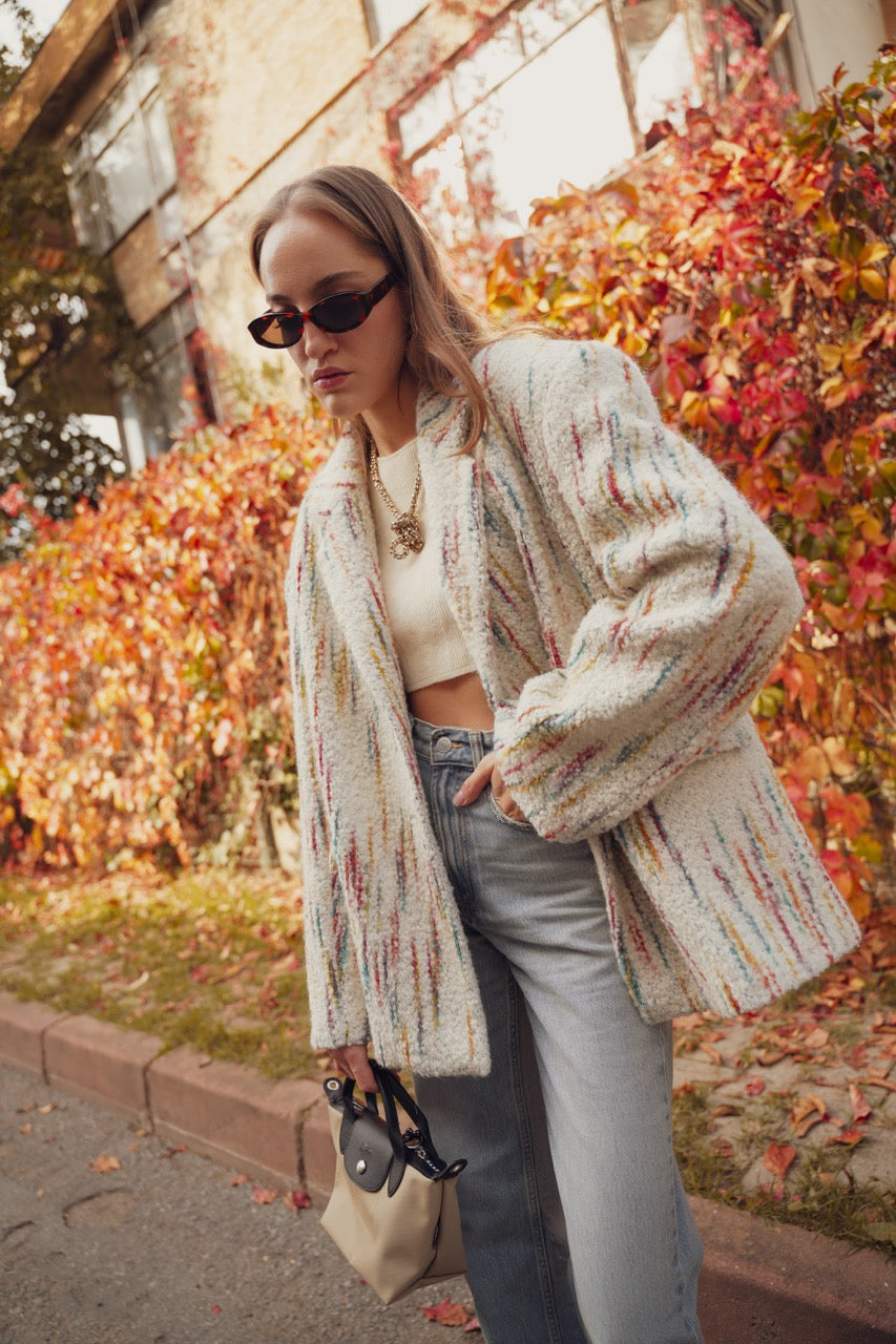 Ground Bouclé Blazer Grain Rib Crop Top by Natalie Kolyozyan, Loose Ends AW25, view 2