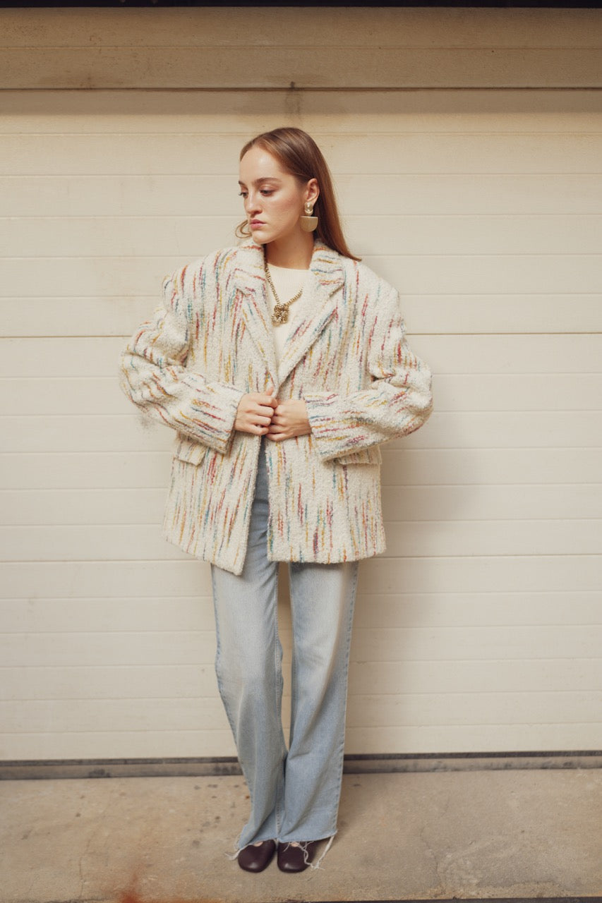 Ground Bouclé Blazer Grain Rib Crop Top by Natalie Kolyozyan, Loose Ends AW25, view 3
