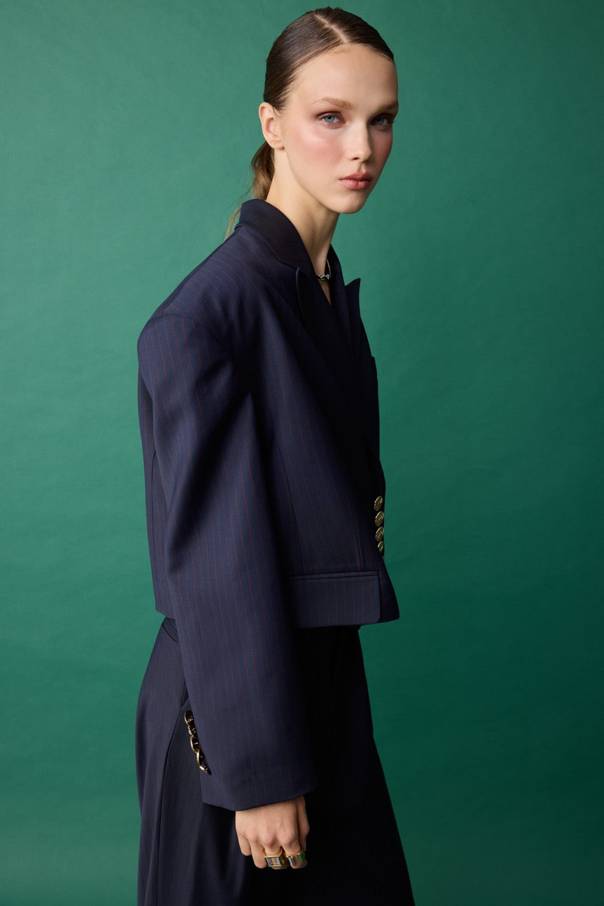 Natalie Kolyozyan Arcade Lacivert Kısa Yün Ceket, Relief AW26, görsel 2