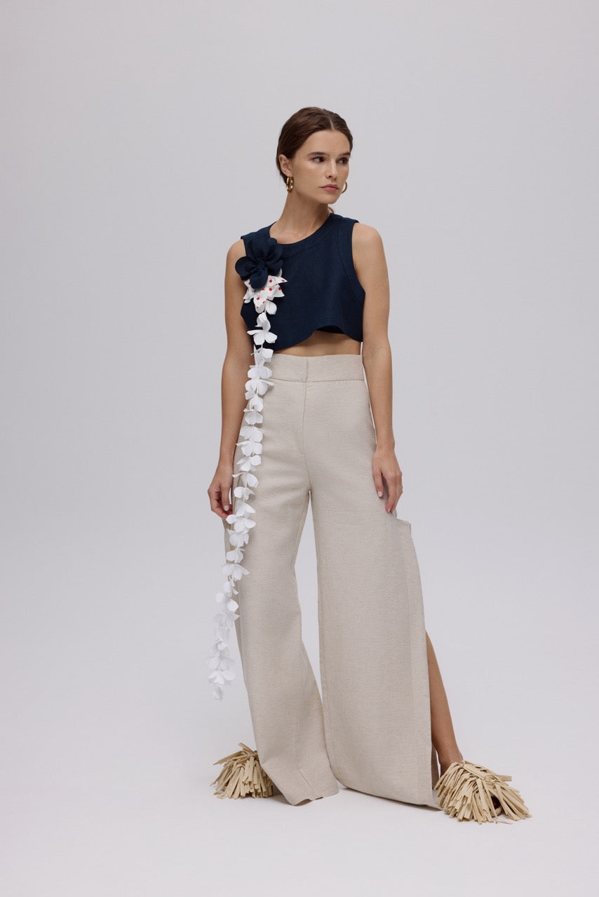 Natalie Kolyozyan Oversize Top Ekru Keten Pantolon, Between the Lines SS25