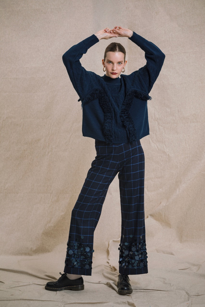 Natalie Kolyozyan Dusk Püskül Detaylı Kazak Görünümü, Ember AW19