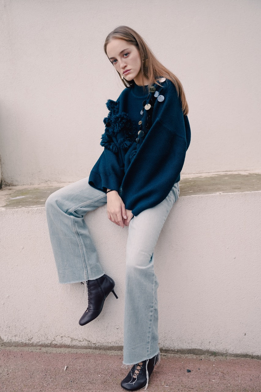 Paillette Sweater Ground Denim by Natalie Kolyozyan, Loose Ends AW25